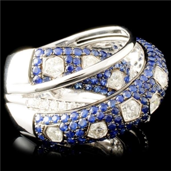 2.36ct Sapphire & 1.59ctw Diam Ring in 18K Gold