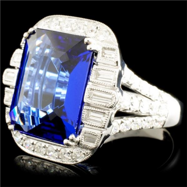 11.23ct Tanzanite & 1.36ctw Diam Ring in 18k Gold