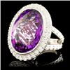 Image 1 : 18K Gold Ring: 34ctw Amethyst & 4ctw Diamond