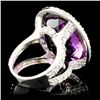 Image 3 : 18K Gold Ring: 34ctw Amethyst & 4ctw Diamond