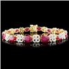 Image 2 : 15ct Ruby & 1.7ctw Diamond Bracelet in 14K Gold