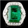 Image 2 : 18K Gold Ring with 8.19ct Emerald & 1.68ctw Diam