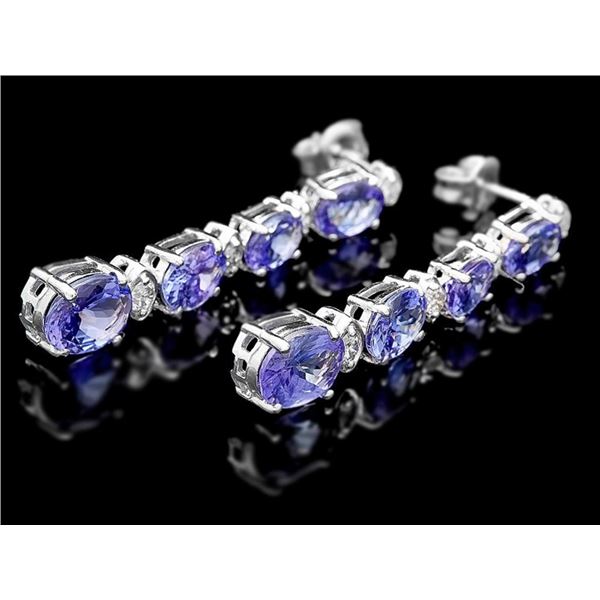 14k Gold Earrings 7.00ct Tanzanite & 0.50ct Diam