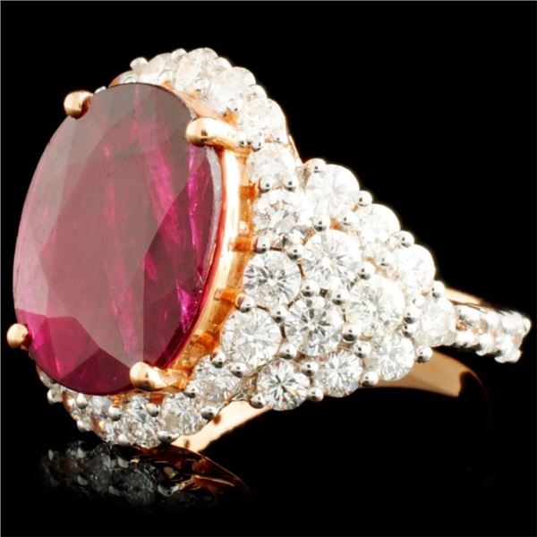 6.07ct Ruby & 2.48ctw Diam Ring in 18K Rose Gold