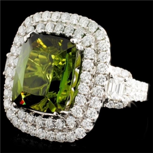 7.68ct Tourmaline & 1.87ctw Diam Ring in 18K Gold