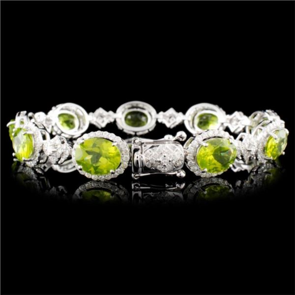 16.40ctw Peridot & 2.75ctw Diam Bracelet 14K Gold