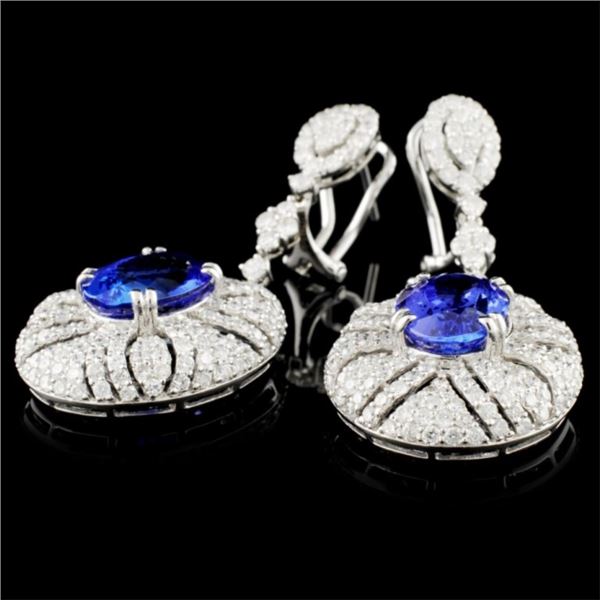 18K Gold Tanzanite 7.23ctw & Diam Earrings 4.08ctw