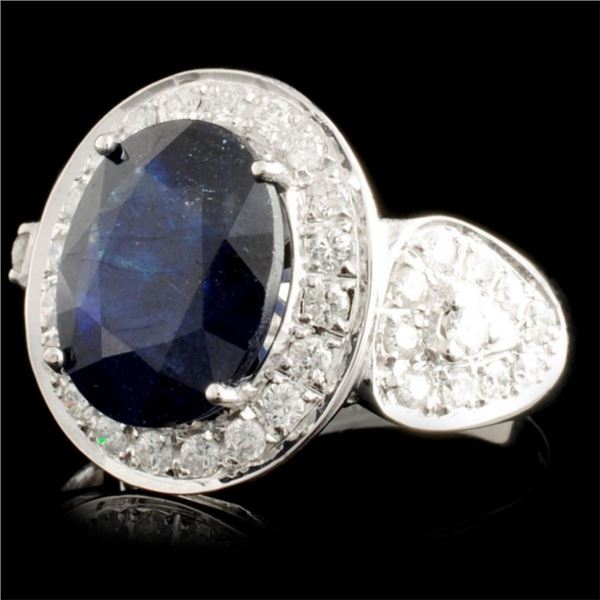 14K Gold Ring w/ 4.72ct Sapphire & 0.73ctw Diam