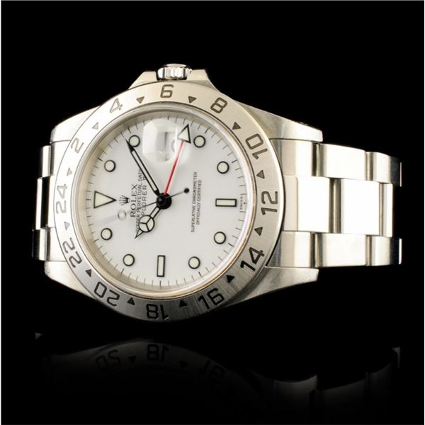 Rolex 40MM Explorer II White SS Watch Polar White