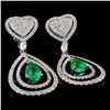 18K WG Emerald 1.29ct & 2.30ct Diam Earrings