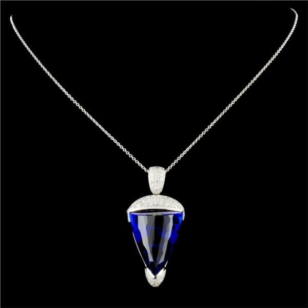 18K Gold Tanzanite 26.25ct & Diam Pendant 0.80ctw