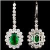 2.25ct Emerald & 2.28ctw Diam Earrings, 18K Gold