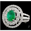 1.15ct Emerald & 1.14ct Diamond Ring in 14K WG
