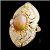 Image 1 : 14K Gold Opal Ring with 2.85ct Diamonds