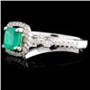 Image 1 : Emerald and Diamond Ring in 18K White Gold