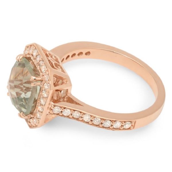 2.50ct Green Amethyst & .50ct Diam Ring 14K Gold