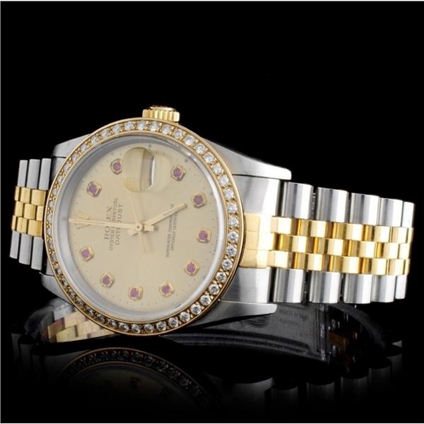 36mm Rolex YG/SS DateJust 1.50ct Diamond Watch