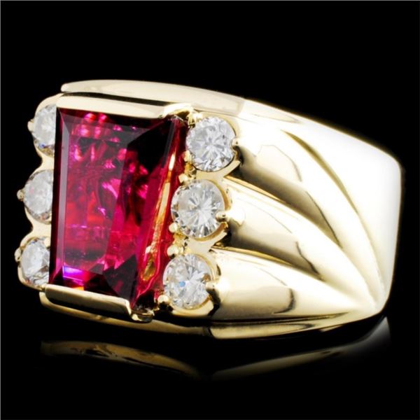 14K Gold Ring: 5.03ct Rubellite & 0.98ctw Diam