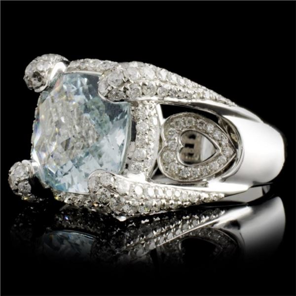 4.29ct Aquamarine & 1.21ct Diamond Ring 18K WG