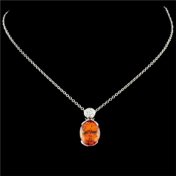 14K Gold Spessartite Garnet 3.55ct & 0.13ctw Diam