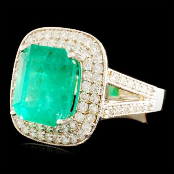 18K Gold 5.50ct Emerald & 1.09ctw Diamond Ring