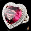 18K Gold Ring 16.47ct Tourmaline & 1.76ctw Diam