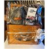 Image 1 : "The Mountain Bar & Grill" Gift Basket ($100 Gift Card, Beer Glasses, Camo Ball Cap/Shirt in a White