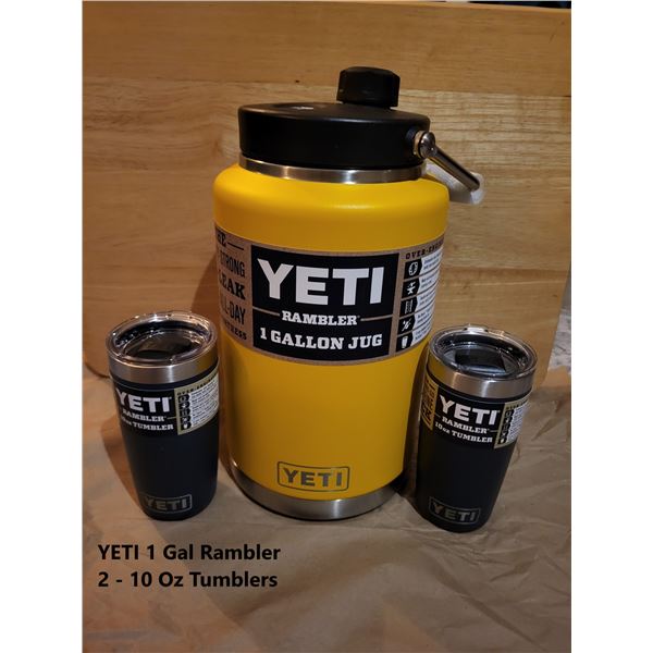 Yeti Rambler 1-Gallon Jug and 2-Rambler 10 oz Tumblers w/ MS Lids