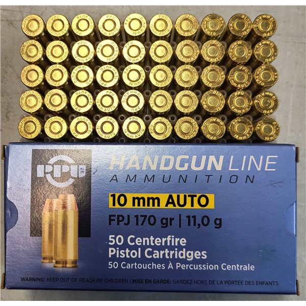170gr 10 mm Auto NEW PPU Ammo 170gr Jacketed Flat Nose - 50 rds