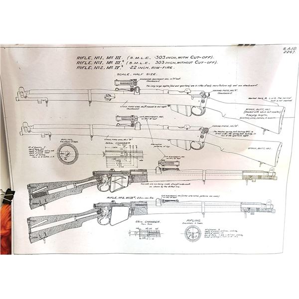 Lee Enfield No1 Mk3 Rifle 303 British Blueprint Laminated - 1931 ...