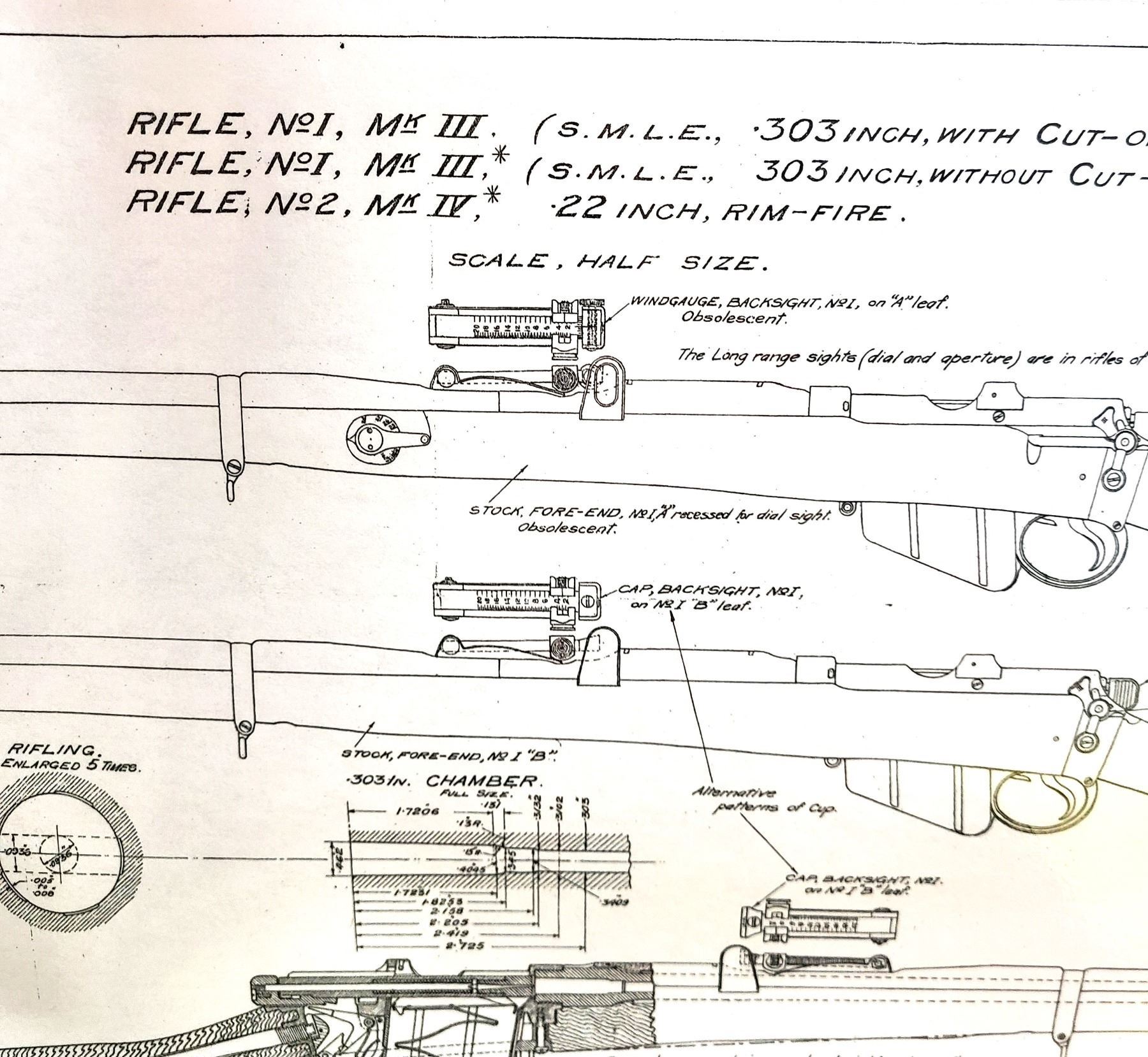 Lee Enfield No1 Mk3 Rifle 303 British Blueprint Laminated - 1931 ...