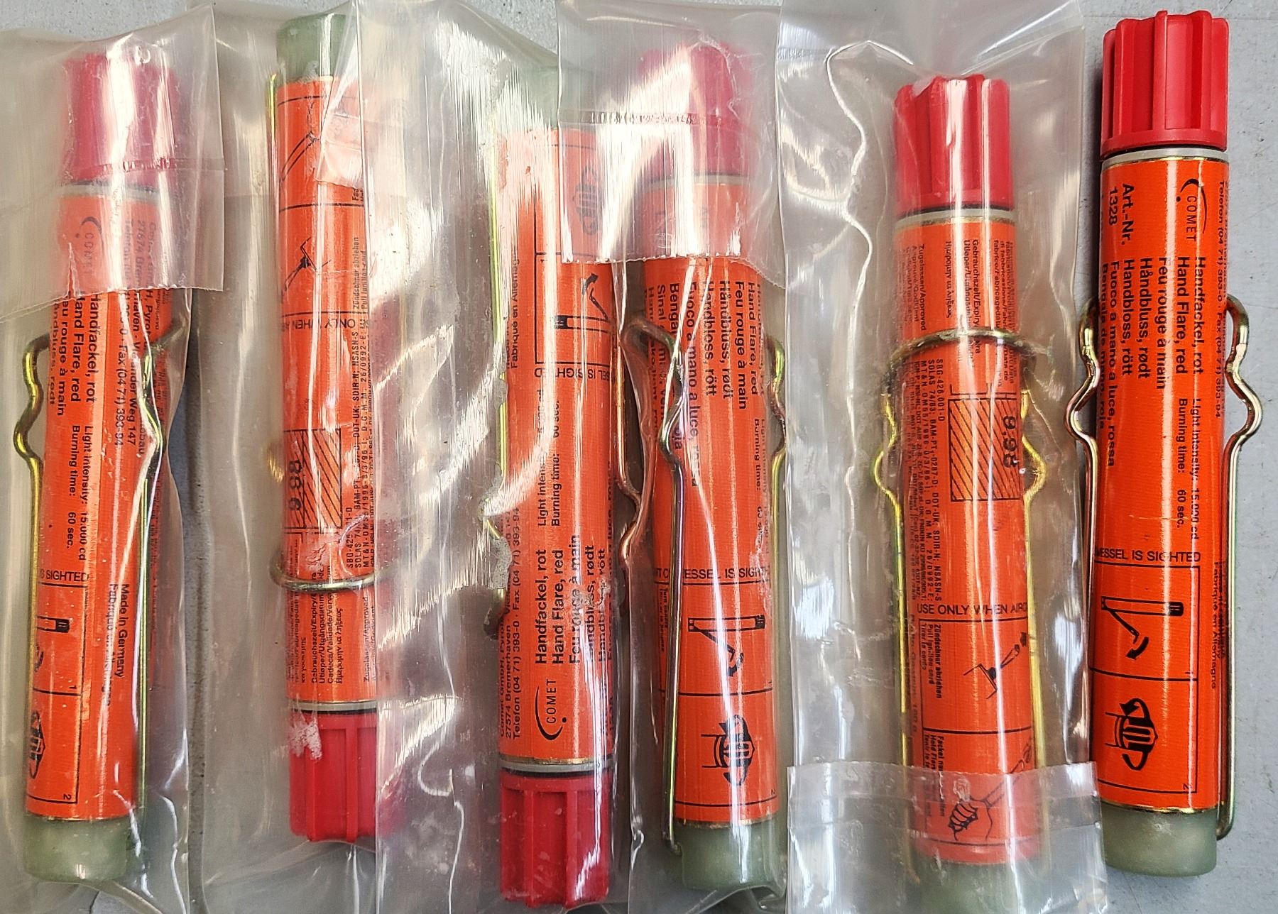 Hand Flares 6 x Comet Brand RED Hand Flares