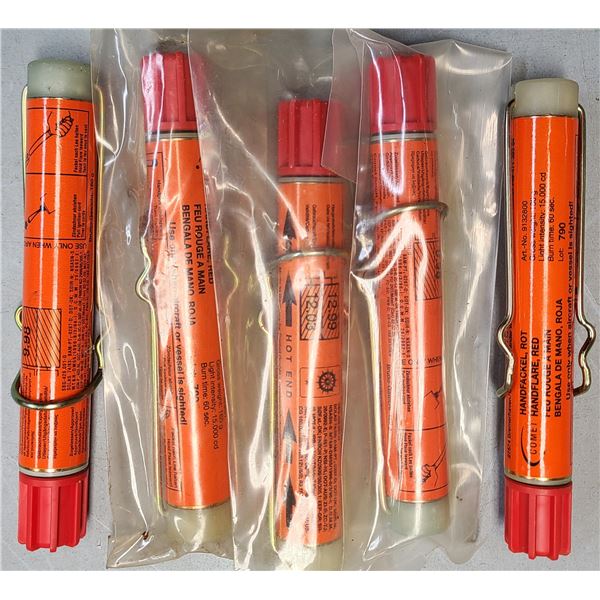 Hand Flares 5 x Comet Brand RED Hand Flares