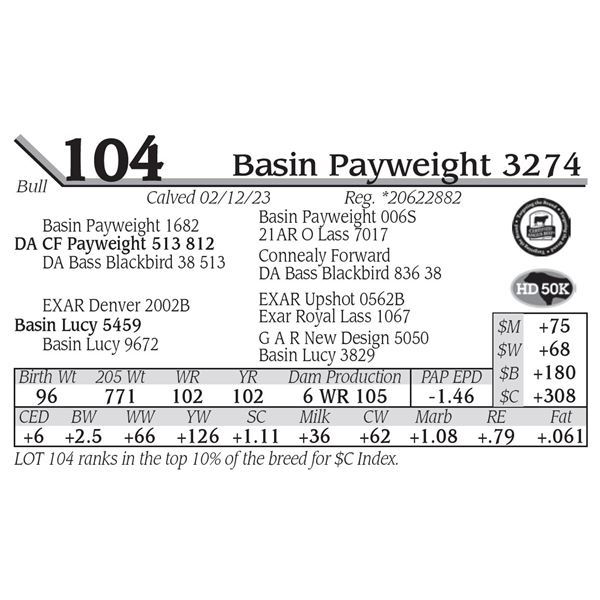 Basin Payweight 3274