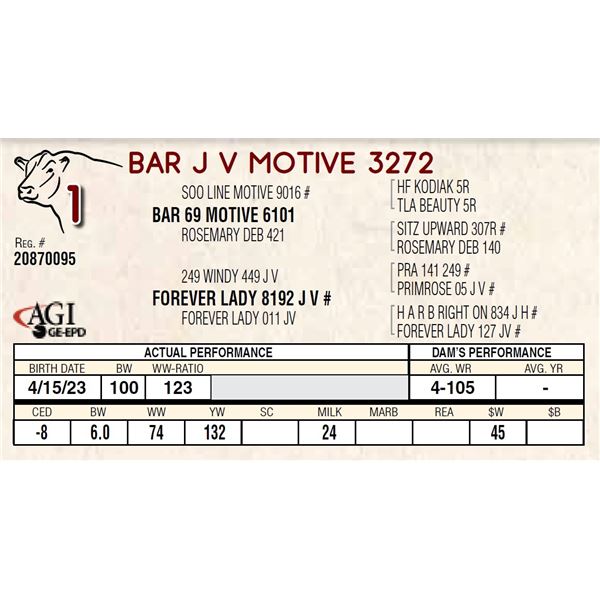 BAR J V MOTIVE 3272