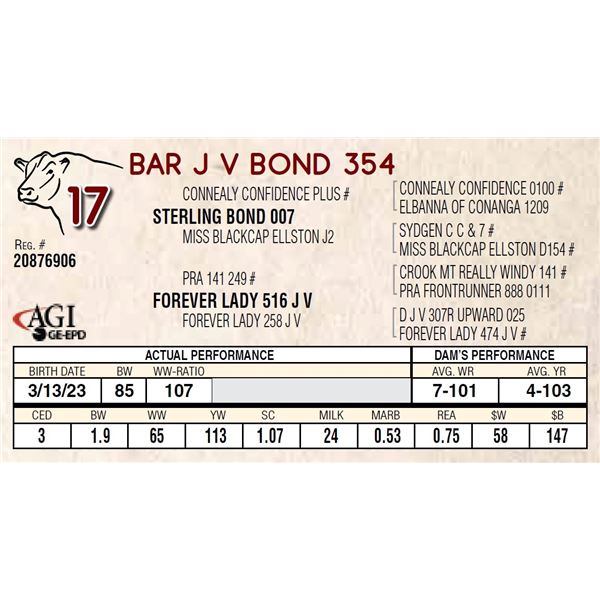 BAR J V BOND 354