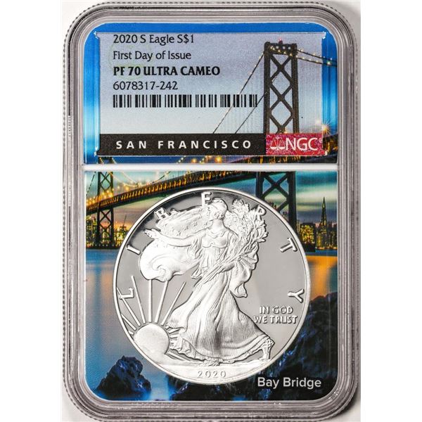 2018-S $1 Proof American Silver Eagle NGC Coin PF70 Ultra Cameo First Day of Issue
