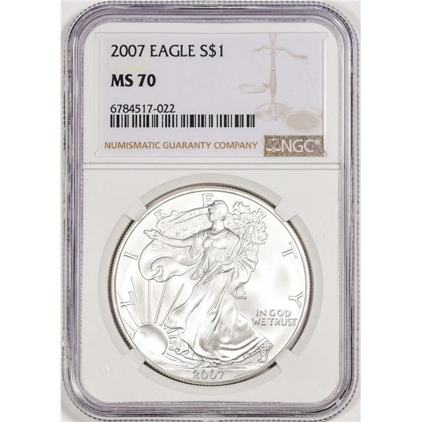 2007 $1 American Silver Eagle Coin NGC MS70