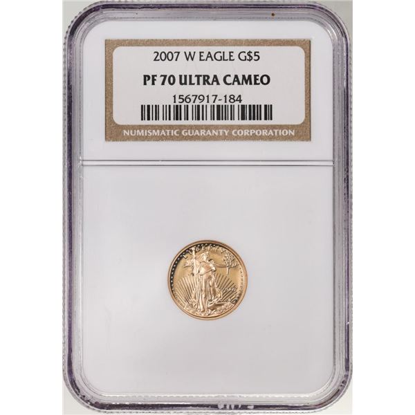 2007-W $5 Proof American Gold Eagle Coin NGC PF70 Ultra Cameo