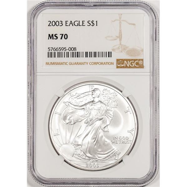 2003 $1 American Silver Eagle Coin NGC MS70