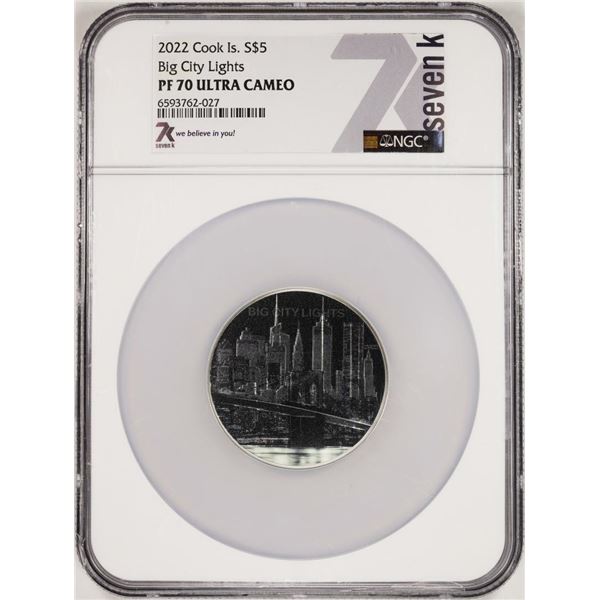2022 Cook Islands $5 Proof Big City Lights Silver Coin NGC PF70 Ultra Cameo
