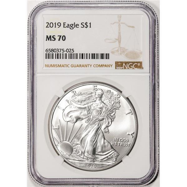 2019 $1 American Silver Eagle Coin NGC MS70