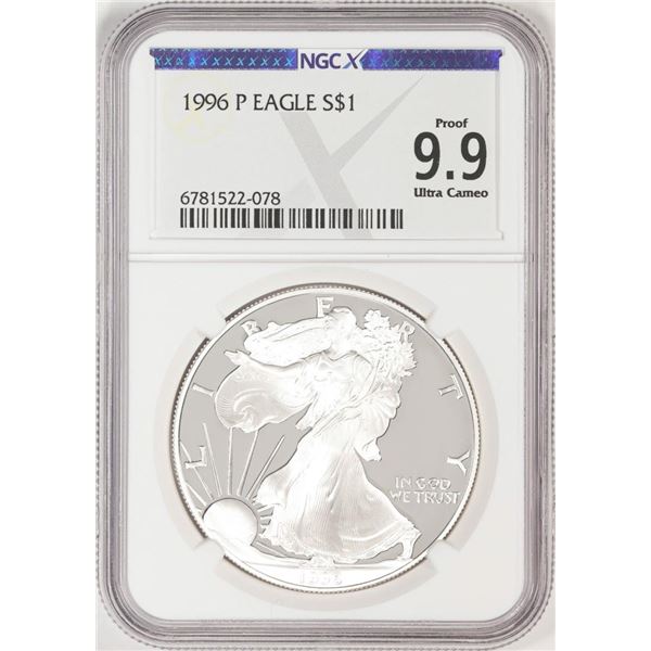 1996-P $1 American Silver Eagle Coin NGCX Proof 9.9 Ultra Cameo