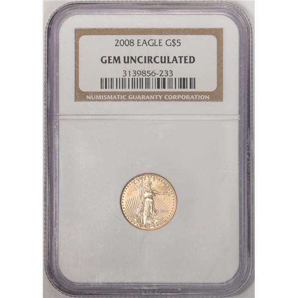 2008 $5 American Gold Eagle Coin NGC Gem Uncirculated
