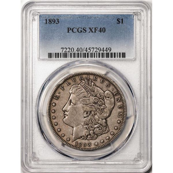 1893 $1 Morgan Silver Dollar Coin PCGS XF40