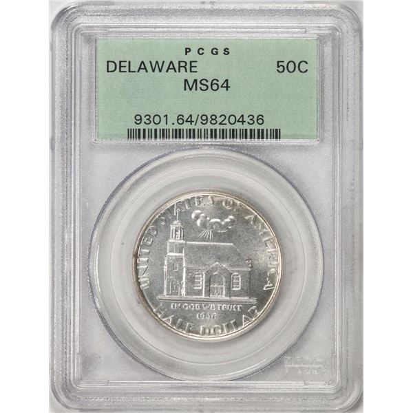 1936 Delaware Tercentenary Commemorative Half Dollar Coin PCGS MS64 Old Green Holder
