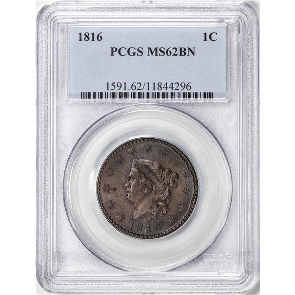 1816 Coronet Head Large Cent Coin PCGS MS62BN