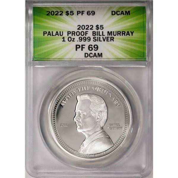 2022 $5 Palau Proof Bill Murray Silver Coin ANACS PF69DCAM