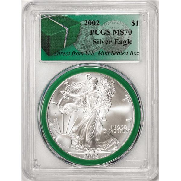 2002 $1 American Silver Eagle Coin PCGS MS70 Direct From U.S. Mint Sealed Box