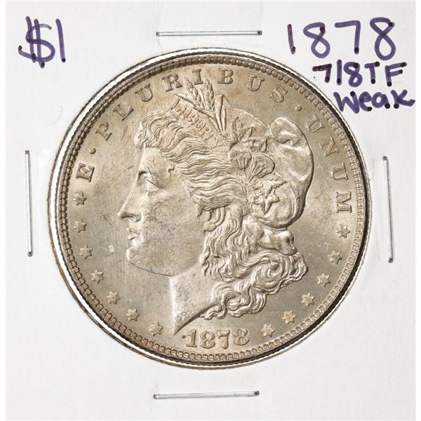 1878 7/8TF Weak $1 Morgan Silver Dollar Coin